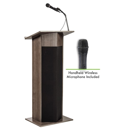 Oklahoma Sound Oklahoma Sound Power Plus Lectern with Wireless Handheld Mic, Ribbonwood 111PLS-RW/LWM-5